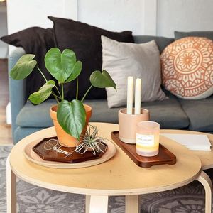 ชุดจานไม้ธรรมชาติที่เป็นของแข็ง4จานสำหรับอาหารงานปาร์ตี้บุฟเฟ่ต์พกพาง่ายออกแบบร่องสำหรับการป้องกันการเลื่อนหก - Product Image 3