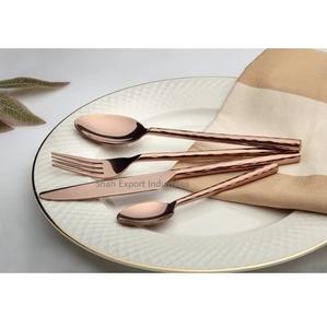 Juego de Cubiertos de Metal elegante Chapado en cobre con mango redondo para hoteles y restaurantes Juegos de cubiertos de mesa para comer alimentos - Product Image 3