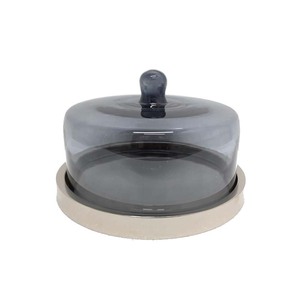 Customized Bulk <b>Glass</b> & Wooden Serving <b>Cake</b> <b>Stand</b> <b>With</b> <b>Dome</b> Grey Color <b>Cake</b> Tools for Event & Kitchen Decoration - Product Image 1