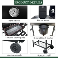 Barbecue au charbon de bois moderne de qualité supérieure en acier commercial avec chariot motorisé et télécommande