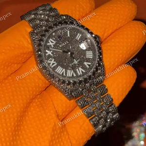 Tout nouveau 2024 luxe Hip Hop hommes montre-bracelet entièrement glacé Moissanite diamant Premium qualité Antique affaires Style verre - Product Image 1