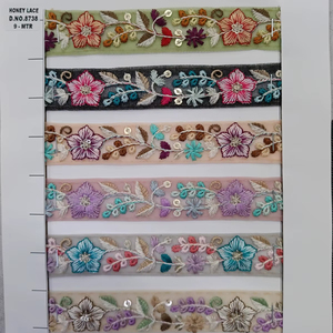 Encaje bordado floral negro elegante con detalles intrincados, perfecto para crear vestidos de novia sofisticados, ropa de noche - Product Image 1