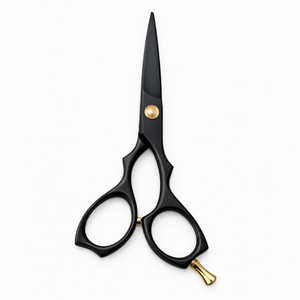 Ciseaux de coiffure professionnels noirs mats de luxe avec vis dorée pour les stylistes de salon - Product Image 1