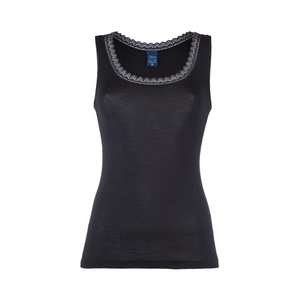 Camisola Elegante TINA SL de Lana y Seda Teñida, Sin Mangas, Cuello Redondo con Encaje, Transpirable - Product Image 1