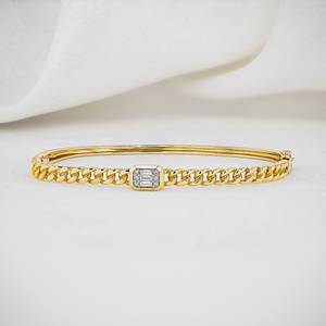 Lujo de moda Real puro 18K oro cubano enlace cadena Real diamante pulseras joyería fina mujeres pulseras declaración joyería OEM - Product Image 1