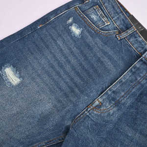 Jeans pour hommes de haute qualité en gros Coupe ajustée Coton Droit Casual Déchiré Délavé Respirant Vintage - Product Image 2