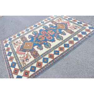Alfombra de 5.9x8 pies, Alfombra Turca Vintage, Alfombra Oriental Azul de Lana - Product Image 2