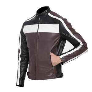 Veste en cuir d'agneau véritable sur mesure pour homme, coupe ajustée, style motard, veste de moto décontractée, vestes de moto en cuir - Product Image 2