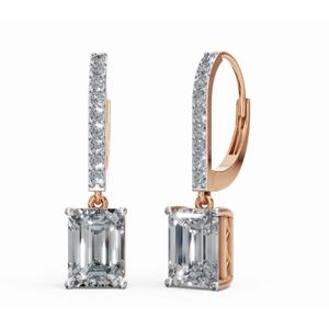 Pendientes de Aro de Diamantes de Corte Esmeralda Clásicos de Oro de 18 Quilates de Alta Exclusividad, Joyería Cultivada en Laboratorio, Exportación al por Mayor B2B - Product Image 1