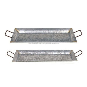 Art Deco Silver Square Eco-Friendly Wall Mount Serving Trays with Handles for Indoor Tabletop Storage and Decor - Product Image 4