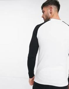 Custom High Quality Men's <b>Raglan</b> Crew Neck Long Sleeve <b>T</b>-<b>Shirt</b> 100% Cotton Blank Patchwork Long Sleeve <b>T</b>-<b>Shirt</b> for Men - Product Image 6