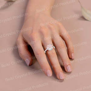 Rose Quartz <b>Crystal</b> <b>Ring</b> Adjustable Unisex Gemstone Jewelry - Product Image 5