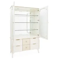 Armoire de présentation contemporaine Marisia - Finition nacrée crème douce et silhouette élégante