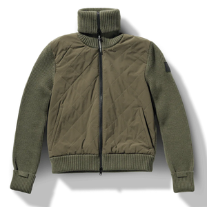 Veste matelassée en tricot vert olive pour femmes, fermeture éclair intégrale, col montant, manches extensibles, écologique, séchage rapide, vêtements d'extérieur d'hiver - Product Image 1