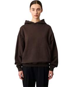 Sudadera con Capucha Marrón Oscuro para Mujer, Sudadera Holgada de Forro Polar Cálido con Capucha, Ropa Casual de Invierno, Tejido Suave, Bolsillo Tipo Canguro - Product Image 1