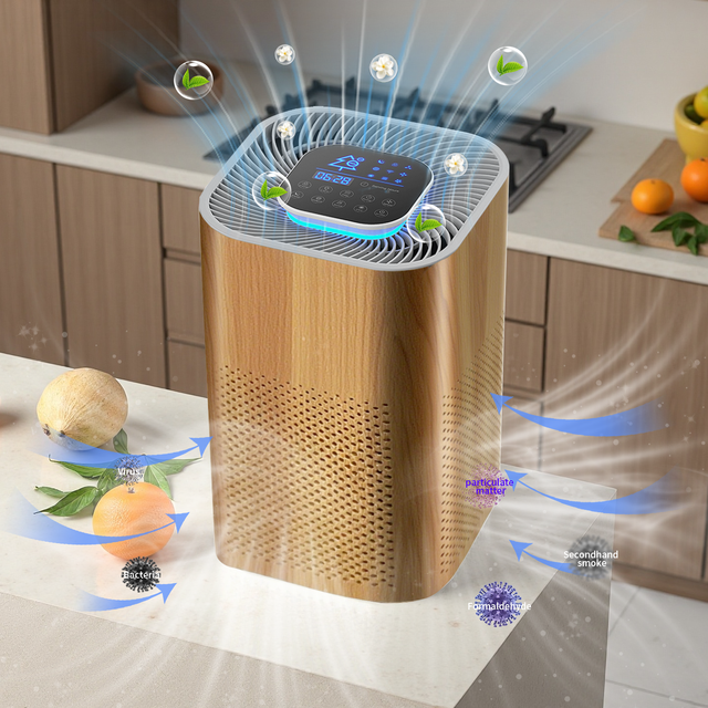Portable Smart Home H13 Hepa Activated Carbon Uv Sterilization Negative Ion Low Noise Bedroom Office Pet Air Purifier