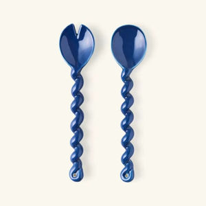 Ensemble de service de salade en résine bleue pour exportation, cuillère et fourchette en époxy, vaisselle de cuisine, service de restauration, buffet de restaurant - Product Image 1