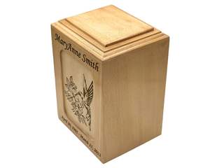 Urne funéraire Colibri Urne funéraire en bois de taille adulte Urne en bois personnalisée avec gravure - Product Image 4