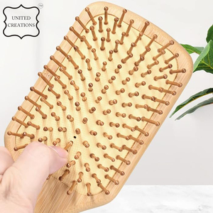 Professional Women's Hairbrush 100% Natural <b>Bamboo</b> Comb High Quality Sustainable Wood Box with Custom Logo for Styling - Product Image 4