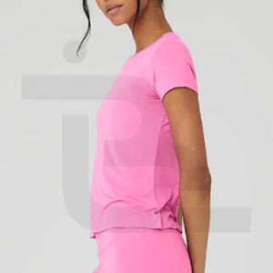 Nueva venta al por mayor Slim Fit mujer algodón poliéster camiseta logotipo personalizado Color sólido manga corta 100% algodón servicios OEM venta - Product Image 3