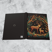Journal en cuir véritable du fabricant avec impression UV Cerf et Fawn, Grimoire fantaisiste, Livre des Ombres