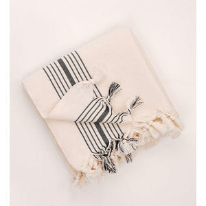 Peshtemal <b>Hammam</b> Bath <b>Towel</b> Muslin Cotton 90x180cm 350gr made in Turkiye Line Natural Black Color - Product Image 1