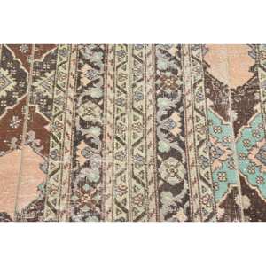 Tapis turc vintage 4.2 X 4.2ft grande surface marron vert Patchwork Design Rectangle couloir motif laine jonc de mer Latex tapis de chambre - Product Image 5