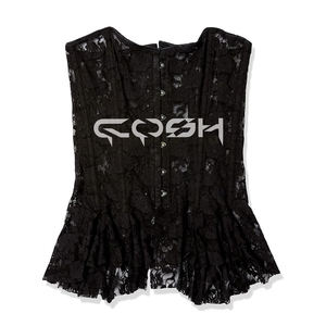 Corset noir en dentelle transparente avec baleines en acier pour femme, tenue de lingerie mode - Product Image 1