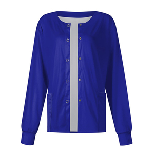 Women's Green Long Sleeve <b>Scrub</b> <b>Top</b> With Front Buttons And Pockets Hospital Uniforms - Product Image 5