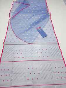 Exclusivo de moda Deshi Dhakai Jamdani Sharee calidad de exportación para mujeres JAMDANI tela azul verde dorado cielo azul de Bangladesh - Product Image 5