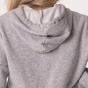 Women's Essential Oversize Anti-Wrinkle Zip <b>Hoodie</b> Custom <b>Grey</b> Drop Shoulder Workout Design with Front Logo Position - Product Image 5