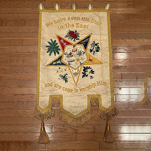 Thứ tự cổ điển của các ngôi sao đông masonic freemasons biểu ngữ thêu chất lượng hàng đầu tùy chỉnh thêu Mason biểu ngữ - Product Image 1