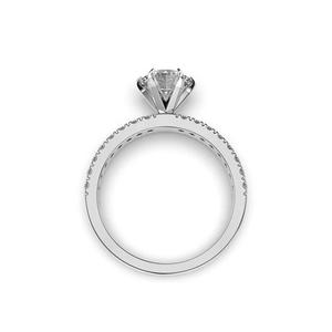 Anillo de diamantes cultivados en laboratorio de corte redondo Banda de compromiso de oro blanco de 14 quilates HPHT Chapado en Oro Ecológico para regalo - Product Image 4