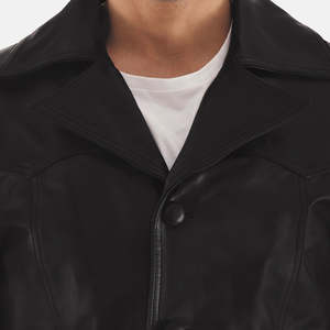 Leo Men's Black Leather Coat - Product Image 6