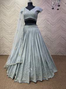 Lehengha Choli อินเดียล่าสุด,ดีไซน์ทันสมัยสำหรับใส่ไปงานเลี้ยงและงานแต่งงานจากอินเดียเพื่อการส่งออกในราคาขายส่ง - Product Image 4