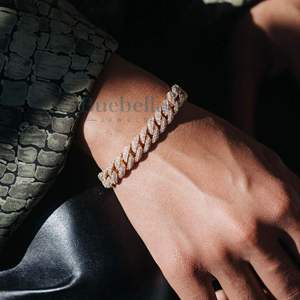 8.5mm 14K Plaqué Or 925 Sterling Silver VVS Moissanite Brillant Coupe Glacé Cubain Lien Bracelet Femmes Fine Hip Hop Bijoux - Product Image 4