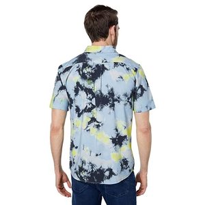 Camicia Casual da Uomo Volcom Saturate in Popeline 100% Cotone a Maniche Corte Traspirante, Colore Lime Tie Dye Blu, con Colletto Abbottonato, Varie Taglie - Product Image 2