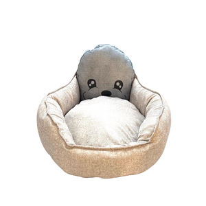 เตียงสัตว์เลี้ยงผ้ากำมะหยี่สีเบจทำด้วยมือของ Natura 100% ซักได้และทนทานเส้นใยผ้าแข็งและอบอุ่นสำหรับสุนัขและแมวขนาดใหญ่ - Product Image 1