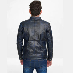 Ropa de abrigo de moda de cuero Skinny Top de cuero negro para hombres Chaquetas de cuero Logotipo personalizado Chaqueta de color para hombres - Product Image 2