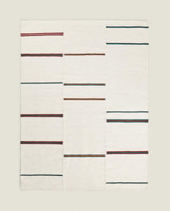 Tapis moderne tissé à la main en laine à rayures blanches Kilim Tapis moderne pour salon chambre à coucher - Product Image 2