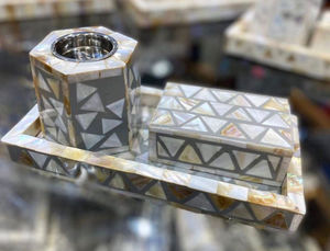 Artesanía de lujo Madre de perla Incrustaciones Mubkhar Caja con juego de bandejas Bakhoor Quemador Madkhan Bandeja de servicio Precio bajo Aromas Pino Jazmín - Product Image 2