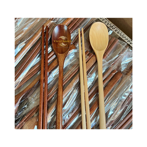 Natural Wooden Spoon Knife Chopsticks Set Asian Zen Design Eco-Friendly Dishwasher Safe Durable Dining Utensils for Daily Use - Product Image 2