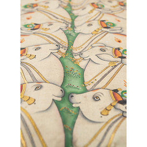 Pichwai Art Ivory Cotton Rope Bohemian Christmas <b>Wall</b> Art & Tapestry for Outdoor <b>Wall</b> <b>Decor</b> - Product Image 3