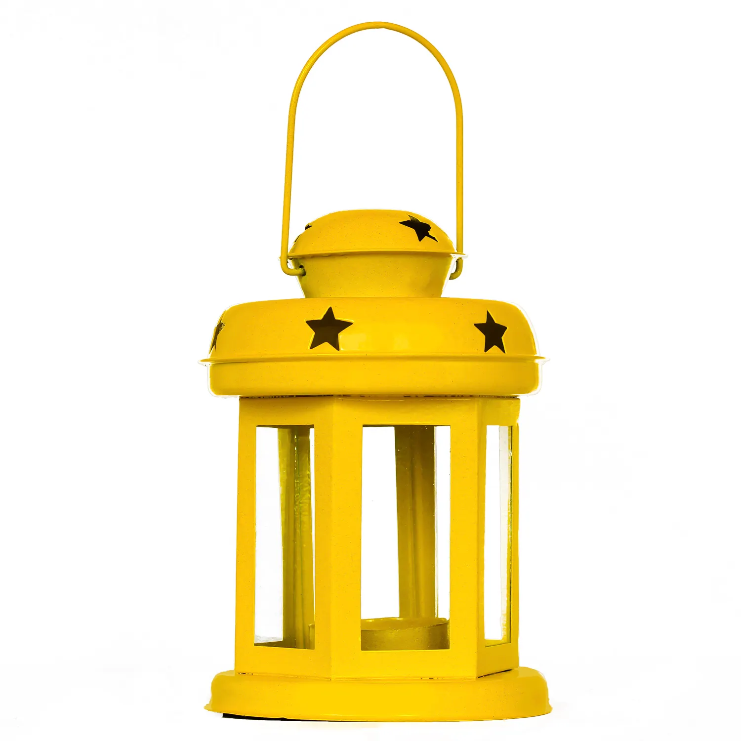 Linternas de Salsa pintadas en amarillo, Combo de Metal y vidrio, lámpara pequeña, vela, soporte de luz de té de color estándar, linternas