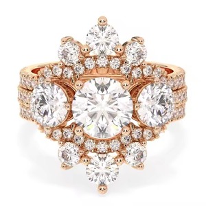 Precio al por mayor, anillos de compromiso de diamantes cultivados en laboratorio de oro rosa de 14 quilates, regalo de boda de alta calidad, joyería fina para mujer - Product Image 1