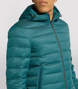 Doudoune d'hiver chaude pour hommes avec col à capuche et fermeture à glissière complète imprimé logo manches longues - Product Image 6