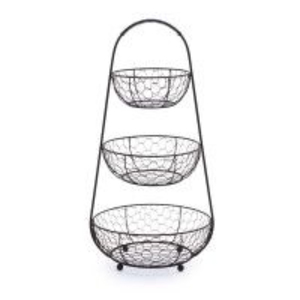 Panier en fil de fer avec poignée, revêtement en poudre noire de qualité export, taille personnalisée pour le rangement sur la table de cuisine - Product Image 2