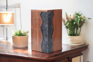 Rosewood & Black Resin Cremation Urn Elegant Wooden <b>Ashes</b> Box Personalized Cremation <b>Keepsake</b> - Product Image 6