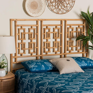 Galvan Bohème Queen Size Tête de lit autonome Meubles de chambre à coucher en rotin naturel - Product Image 5
