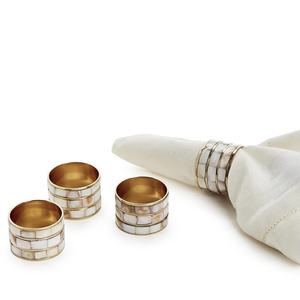 Ensemble de 4 porte-serviettes en nacre rose dans une boîte cadeau Accessoires de table en laiton MOP - Product Image 2